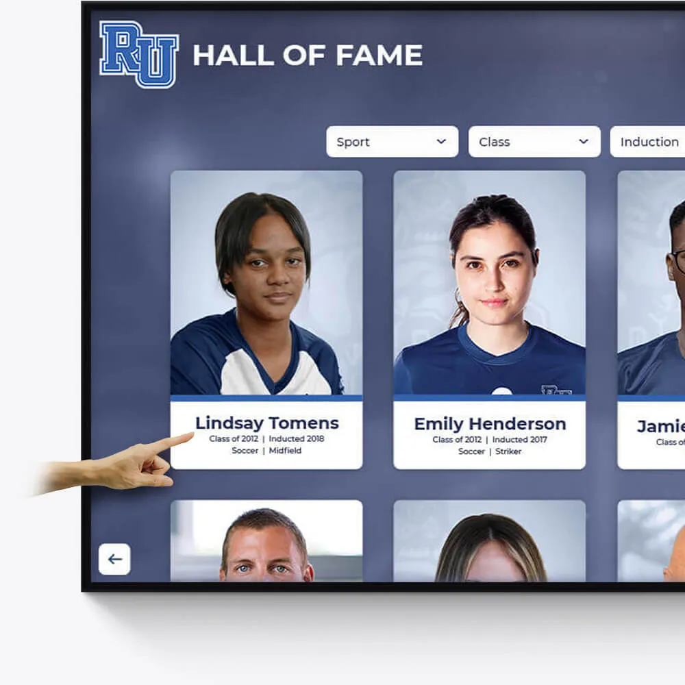 Interactive athletic hall of fame display - Touchscreen Software Interactive athletic hall of fame display - Touchscreen Software